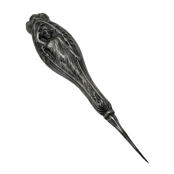 Silvertone Cuticle Pusher Marked Patent 1905 Art Nouveau Unmarked Metal - Picture 1 of 11